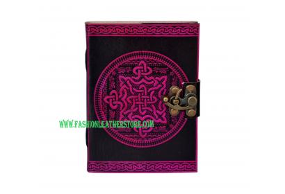 Celtic Knot Leather Journal Book Of Shadow Pink With Black Dairy